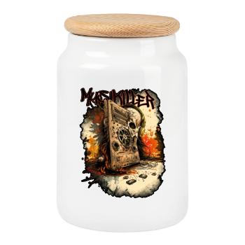 Music Killer 01 - Cookie Jar with Wooden Lid - white - Front