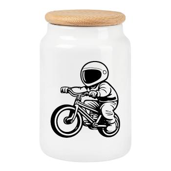 BMX, Vélo, Vélo, Motard - Boîte à biscuits avec couvercle en bois - blanc - Devant