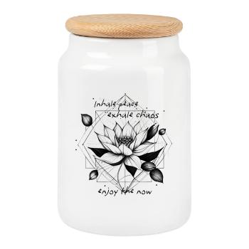 Yoga - Cookie Jar with Wooden Lid - white - Front