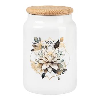 Yoga - Cookie Jar with Wooden Lid - white - Front