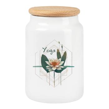 Yoga - Cookie Jar with Wooden Lid - white - Front
