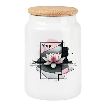 Yoga - Cookie Jar with Wooden Lid - white - Front