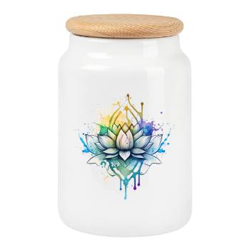 Yoga - Cookie Jar with Wooden Lid - white - Front