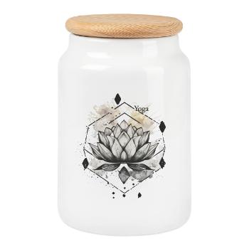 Yoga - Cookie Jar with Wooden Lid - white - Front
