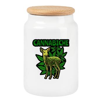 Cannabiche 02 - Keksdose mit Holzdeckel - Weiß - Vorne