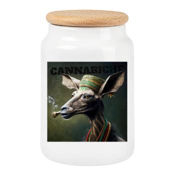 Cannabiche 04 mit Typografie - Keksdose mit Holzdeckel - Weiß - Vorne