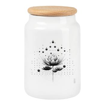Conception de la nébuleuse du lotus en noir et blanc - Boîte à biscuits avec couvercle en bois - blanc - Devant