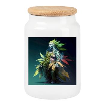 Personnification de la foret - Boîte à biscuits avec couvercle en bois - blanc - Devant