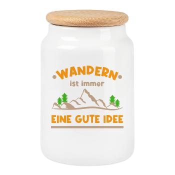 Naturerlebnis Wandern Statement Berge Wanderwege - Keksdose mit Holzdeckel - Weiß - Vorne