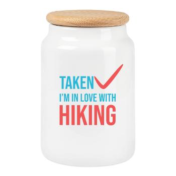 Mountains Statement Hiker Hiking - Cookie Jar with Wooden Lid - white - Front