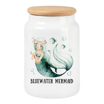 Blue-Water Mermaid - Keksdose mit Holzdeckel - Weiß - Vorne
