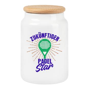 Spieler Trainer Padel Cooler Spruch Padelspiel - Keksdose mit Holzdeckel - Weiß - Vorne