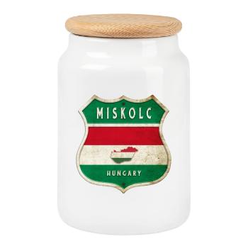 Design du drapeau de la Hongrie de Miskolc - Boîte à biscuits avec couvercle en bois - blanc - Devant