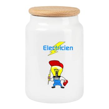 Electricien - Boîte à biscuits avec couvercle en bois - blanc - Devant