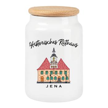 Iéna, Hôtel de Ville historique,Thuringe - Boîte à biscuits avec couvercle en bois - blanc - Devant