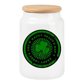Empreinte verte de la Saint-Patrick - Boîte à biscuits avec couvercle en bois - blanc - Devant