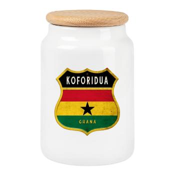 Design du drapeau du Koforidua Ghana - Boîte à biscuits avec couvercle en bois - blanc - Devant