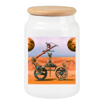 Mars car dans le style steampunk - Boîte à biscuits avec couvercle en bois - blanc - Devant