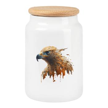 American eagle - Cookie Jar with Wooden Lid - white - Front