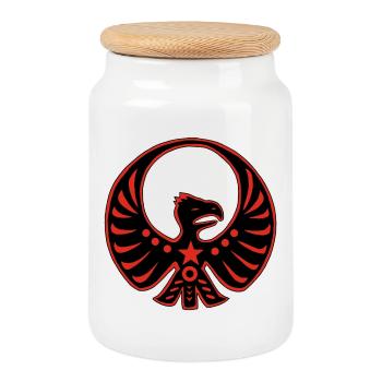 Protective totem eagle - Cookie Jar with Wooden Lid - white - Front