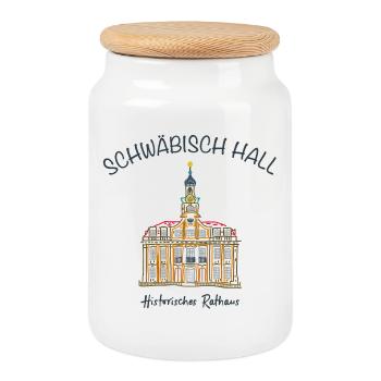 Schwäbisch Hall, Historisches Rathaus, Deutschland - Keksdose mit Holzdeckel - Weiß - Vorne