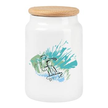 Your skater style for the halfpipe - Cookie Jar with Wooden Lid - white - Front