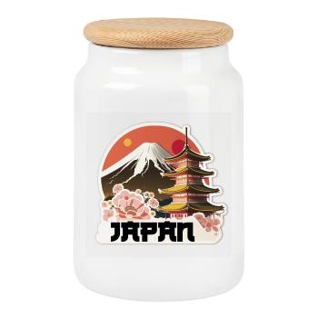 Japan - Keksdose mit Holzdeckel - Weiß - Vorne