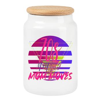 70s mom doing some mom moves - colorful & crazy - Cookie Jar with Wooden Lid - white - Front