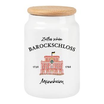 Mannheim, Iconic Baroque Palace, construction period - Cookie Jar with Wooden Lid - white - Front