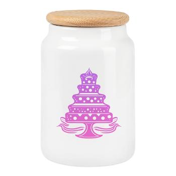 Cake, cake, baking - Cookie Jar with Wooden Lid - white - Front
