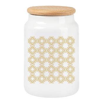 Golden arab islamic pattern - Cookie Jar with Wooden Lid - white - Front