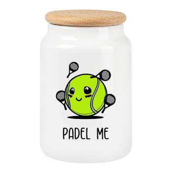 Padel Ball Racket Sportart Statement Spieler - Keksdose mit Holzdeckel - Weiß - Vorne
