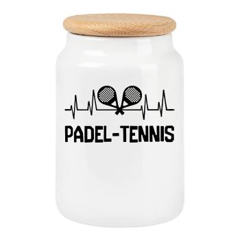 Padel Game Padel Tennis Saying Racket Player - Cookie Jar with Wooden Lid - white - Front