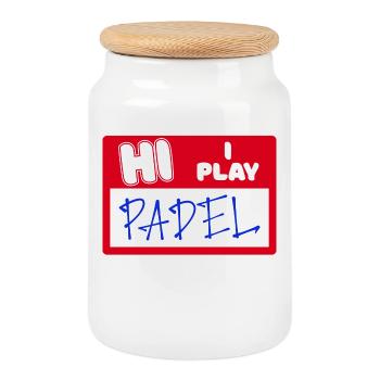 Padel Player Statement Butterfly Ball Sport - Cookie Jar with Wooden Lid - white - Front