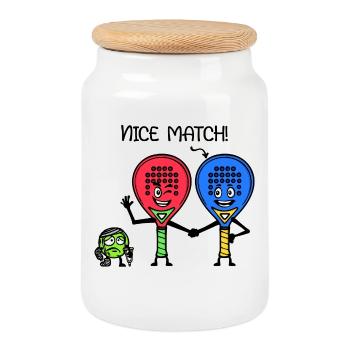 Racket Player Statement Padel Balls Padel Team - Cookie Jar with Wooden Lid - white - Front