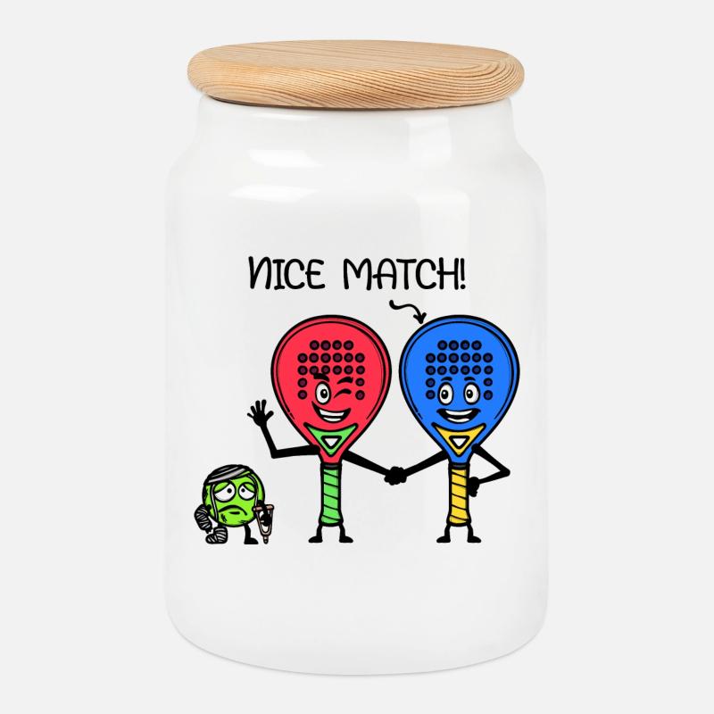 Racket Player Statement Padel Balls Padel Team - Cookie Jar with Wooden Lid - white