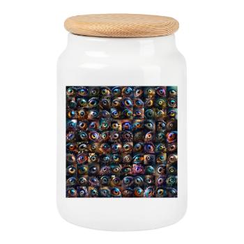 Scopesthesia - 100 strange eyes - Cookie Jar with Wooden Lid - white - Front