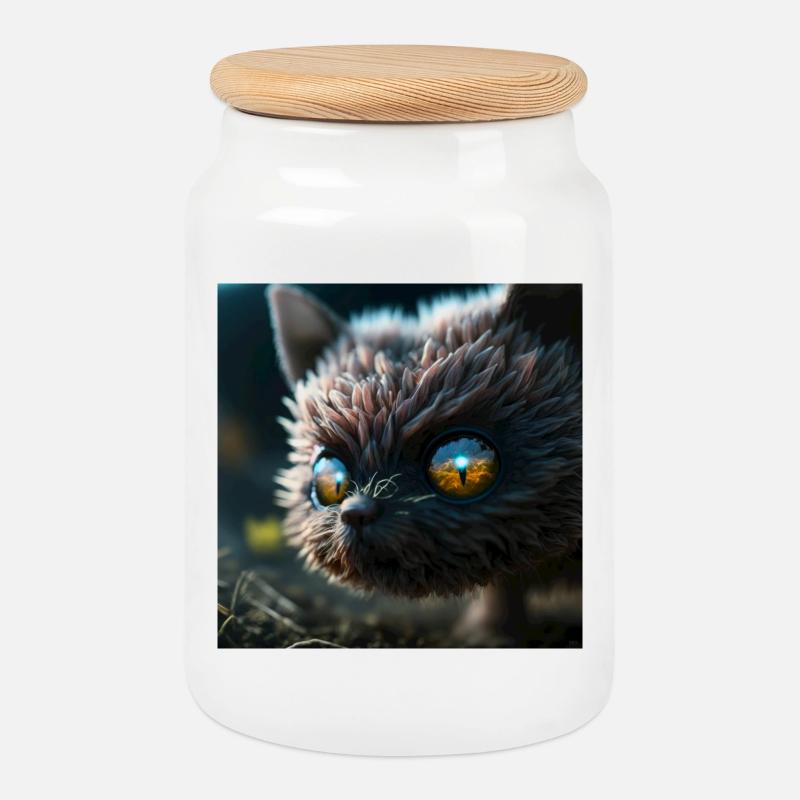 Photo macro creature 09 - Cookie Jar with Wooden Lid - white