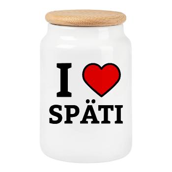 I Love Späti - <3 Heart - Berlin Kultur mit Humour - Boîte à biscuits avec couvercle en bois - blanc - Devant