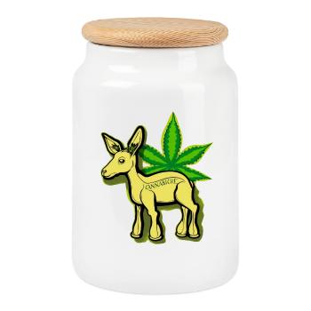 Cannabiche 05 with typo - Cookie Jar with Wooden Lid - white - Front