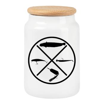 Silure - Boîte à biscuits avec couvercle en bois - blanc - Devant