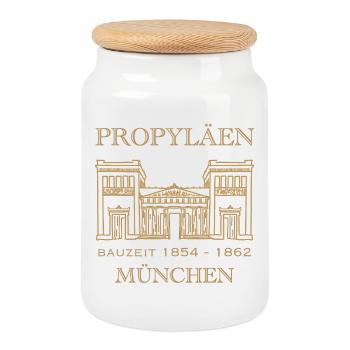 Propyläen, München, Wahrzeichen Stadttor, Bayern - Keksdose mit Holzdeckel - Weiß - Vorne