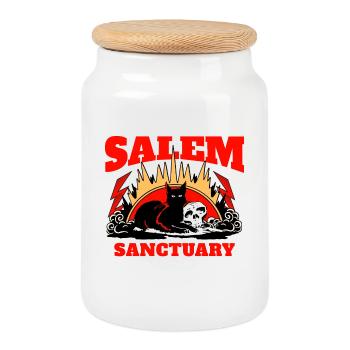 Salem Sanctuaire pour chats et familiers - Boîte à biscuits avec couvercle en bois - blanc - Devant