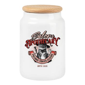 Salem Apotheker Zauberkatze - Keksdose mit Holzdeckel - Weiß - Vorne