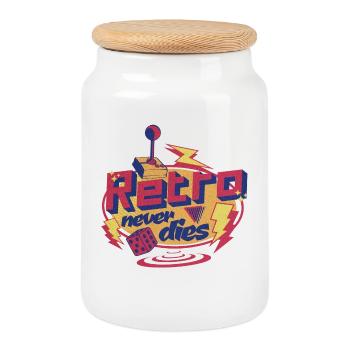 Retro stirbt nie - Keksdose mit Holzdeckel - Weiß - Vorne