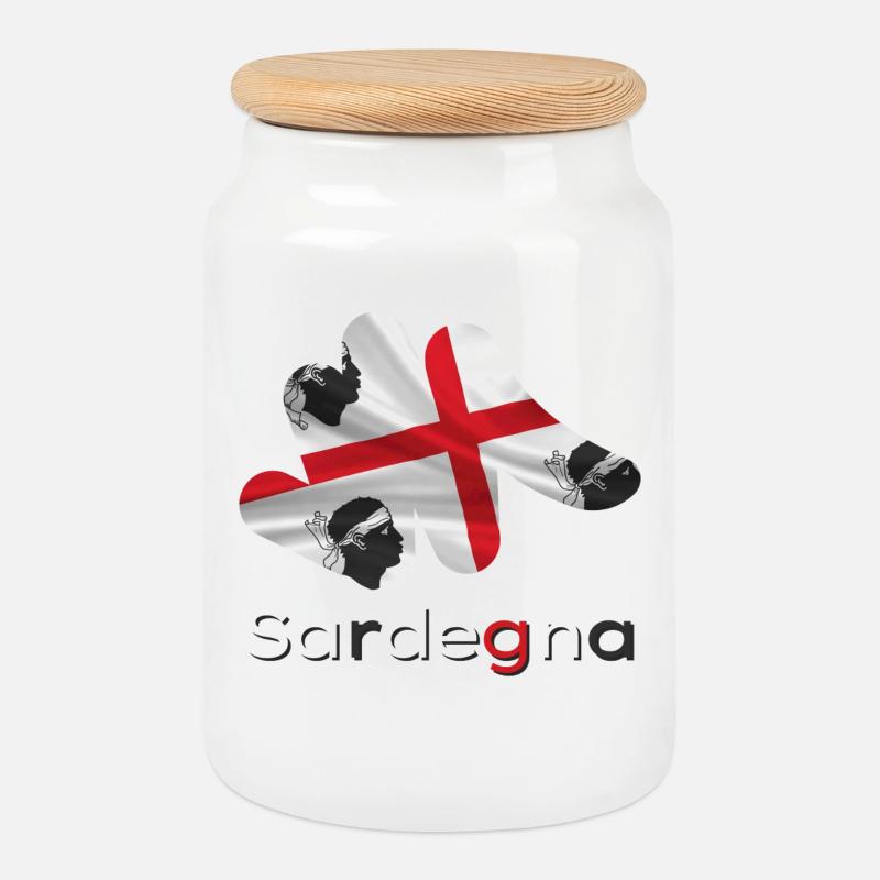 Flagge Sardinien - Keksdose mit Holzdeckel - Weiß
