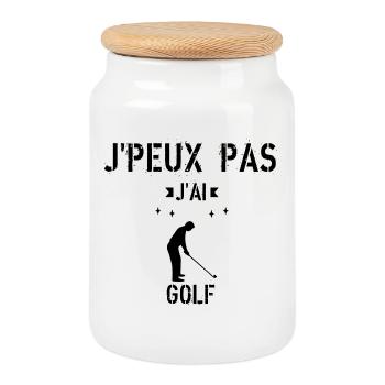 J Peux Pas J ai Golf - Boîte à biscuits avec couvercle en bois - blanc - Devant