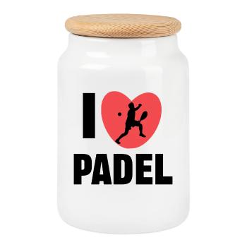 Herz Spieler Statement Ich Liebe Padel Sportart - Keksdose mit Holzdeckel - Weiß - Vorne