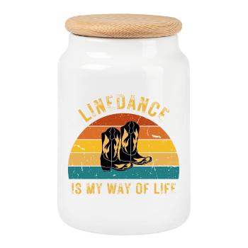 La danse en ligne est mon mode de vie: Idée cadeau parfaite - Boîte à biscuits avec couvercle en bois - blanc - Devant