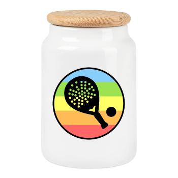 Racket Padel Tournament Balls Padel Tennis - Cookie Jar with Wooden Lid - white - Front